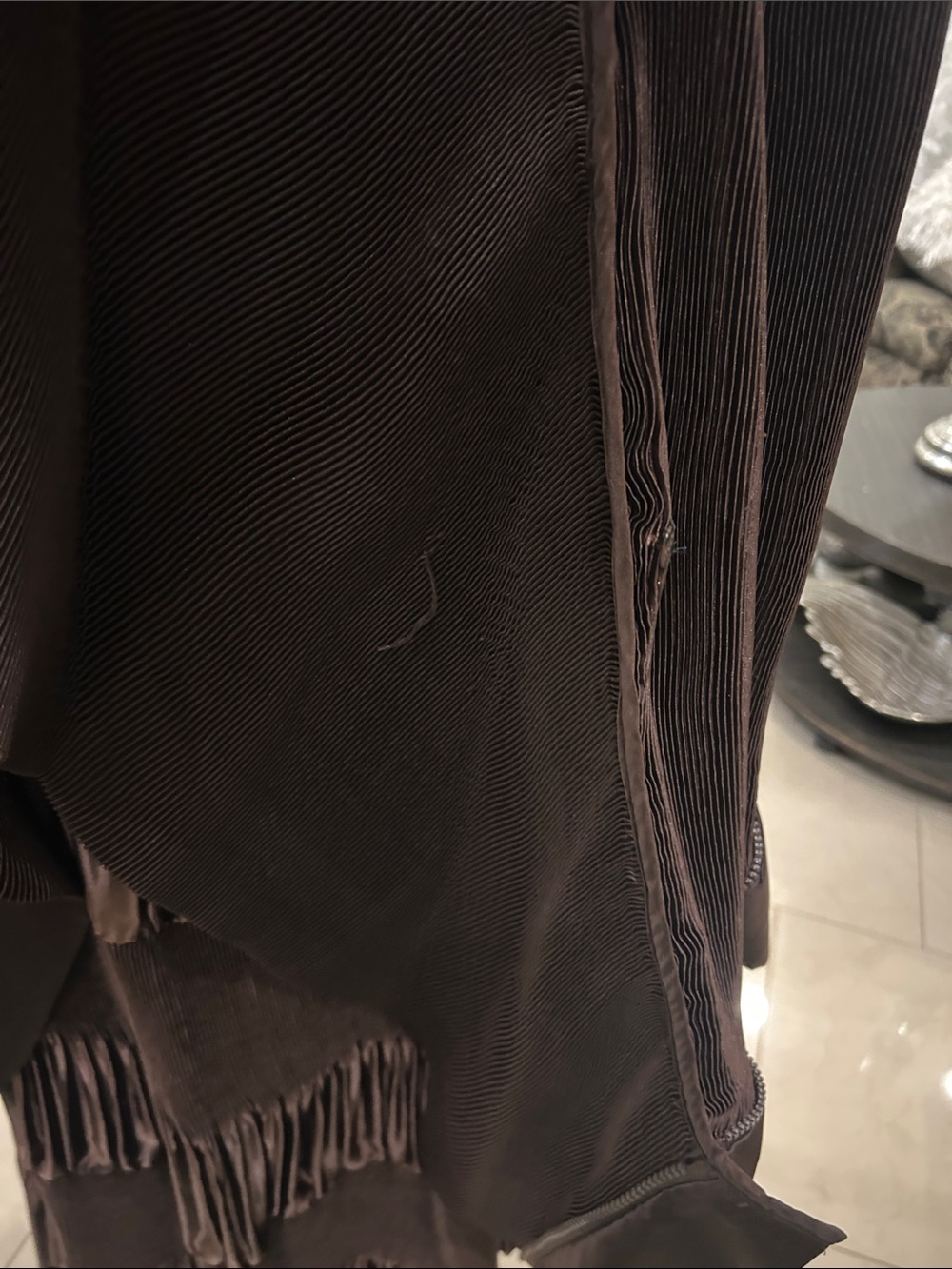 Women's Dark Brown Fringe Blazer with Statement Button - Picture 4 of 6